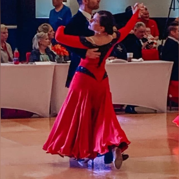 Red and Black Smooth Ballroom Dress Size 4-8 - Picture 11 of 11